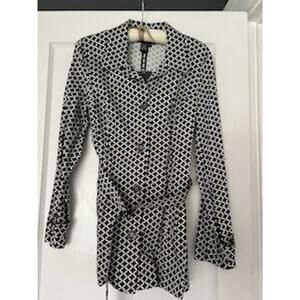 Jules & Leopold NWT Black/White Belted Mid-Thigh Trench Coat Size Large